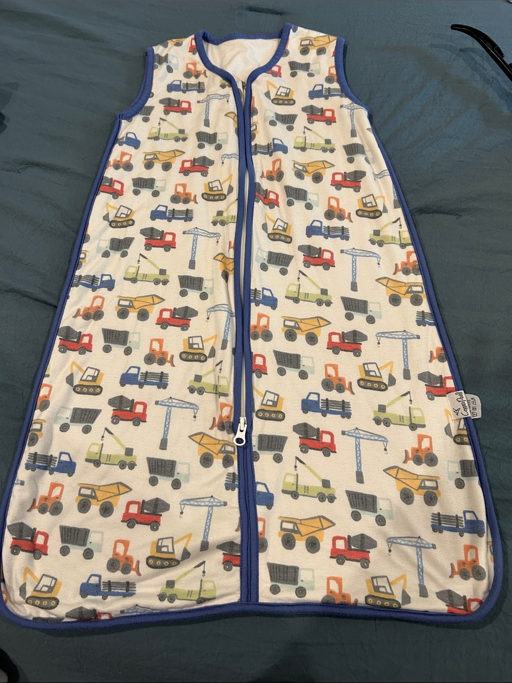 Copper Pearl Bamboo Sleeveless Sleep Sack with Construction Vehicle Print